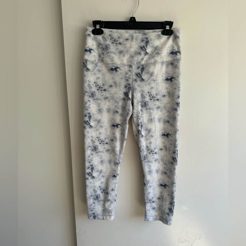 Yogalicious White & Navy Tie-Dye High-Waist Leggings